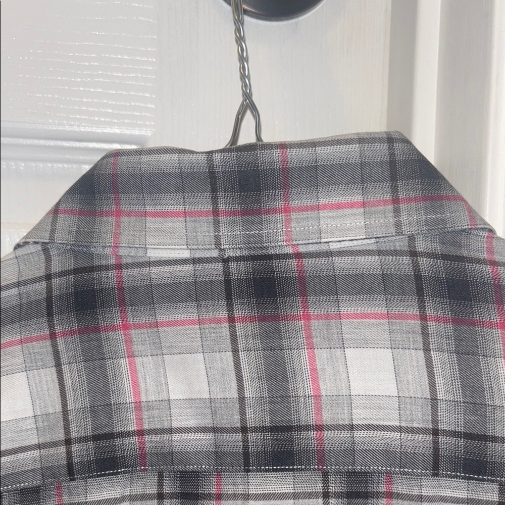 Thomas Dean Men's Plaid Shirt - Gray and Pink - Picture 7 of 7